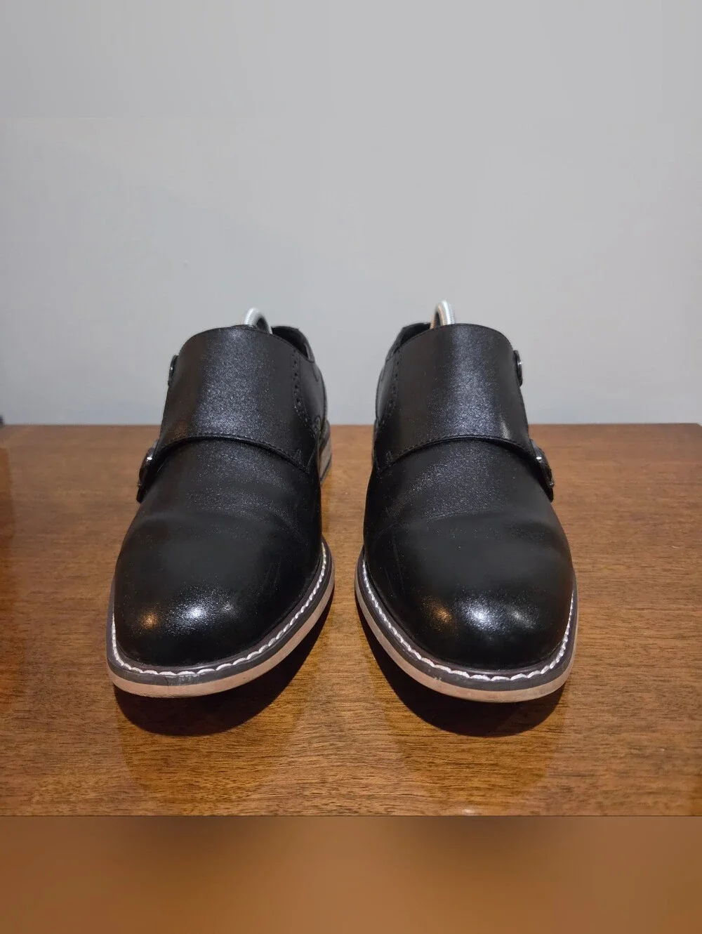 Men's Barr III Black Monk Double Buckle Jesse Leather Dress Shoes Size 10.5M